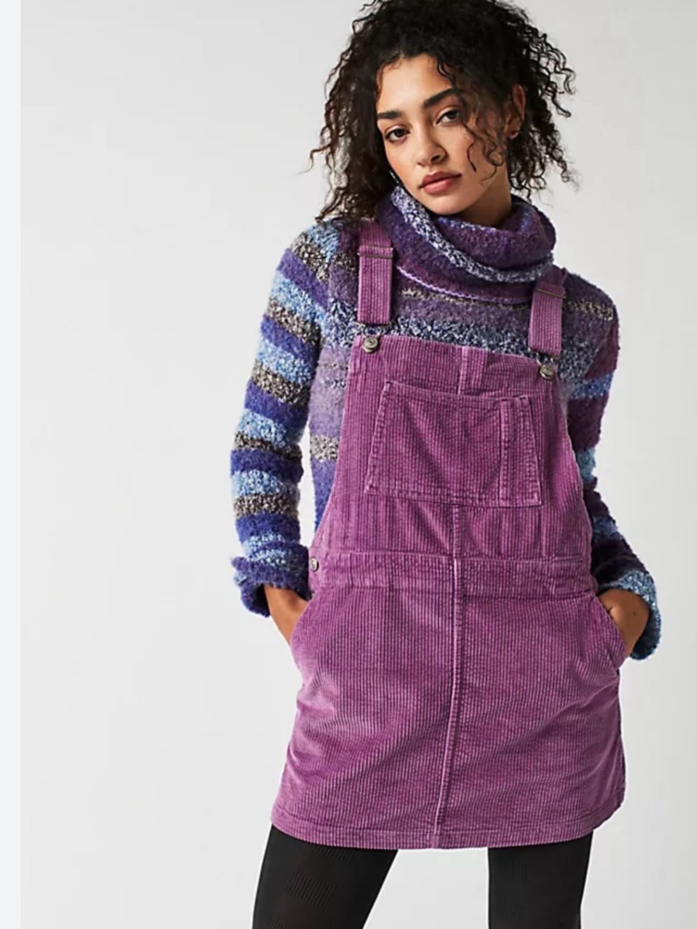 Free People Lavender Corduroy Overall Dress